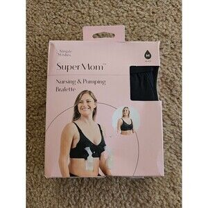 Simple Wishes Super Mom Nursing Pumping Bralette Black Medium